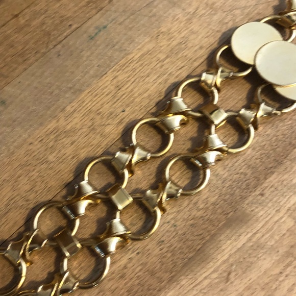 Vintage Accessories Designer Looking Bright Gold Chain Link Belt